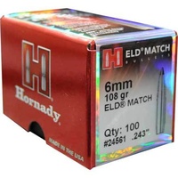 Hornady 6mm .243 108 gr ELD Match 100 Pack